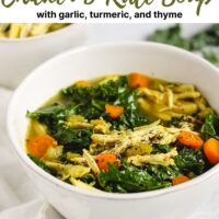 Pinterest pin for chicken and kale soup