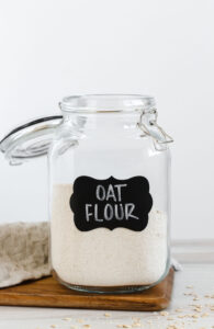 oat flour in a glass canister