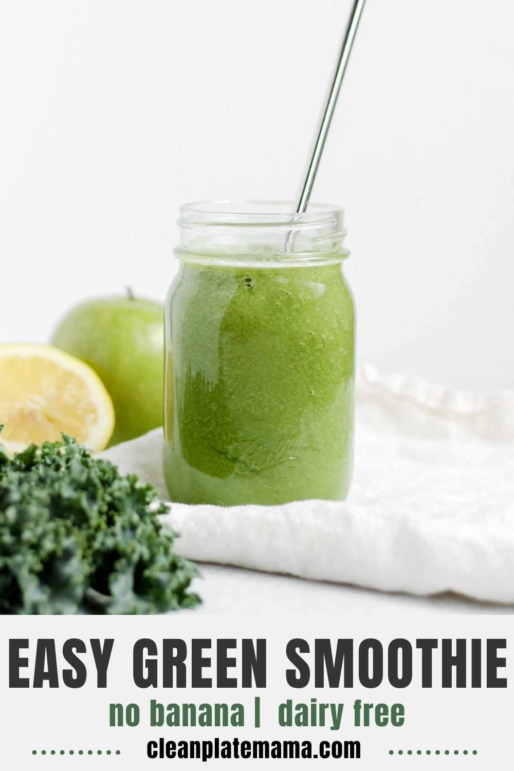 Refreshing Apple Kiwi Kale Smoothie (no banana) Clean Plate Mama