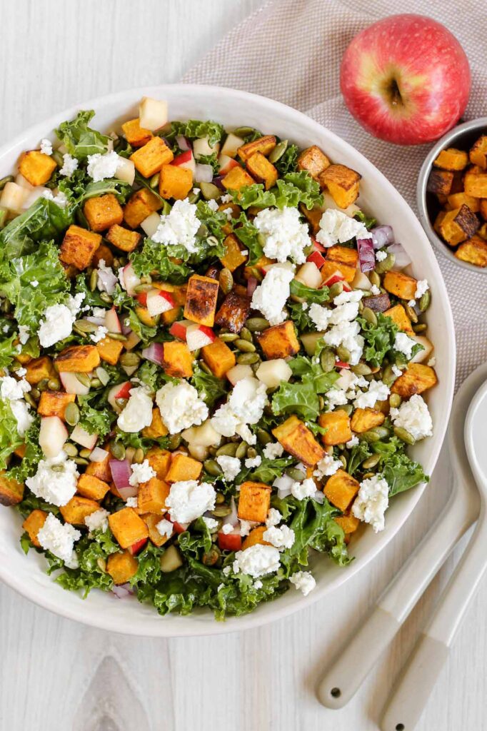 Roasted Butternut Squash Salad w/ Goat Cheese and Kale Clean Plate Mama