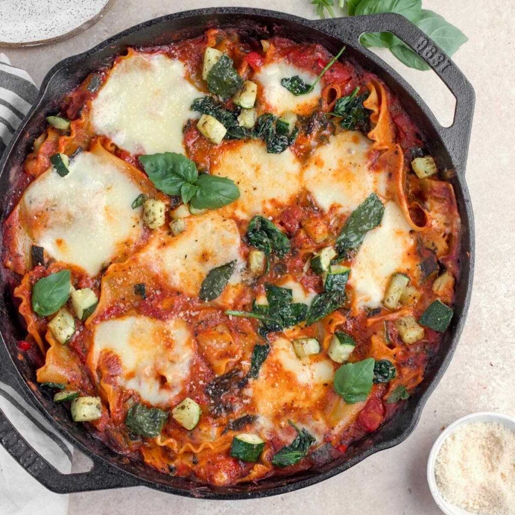 Easy! Vegetarian Lasagna Skillet - Gluten Free Option - Clean Plate Mama