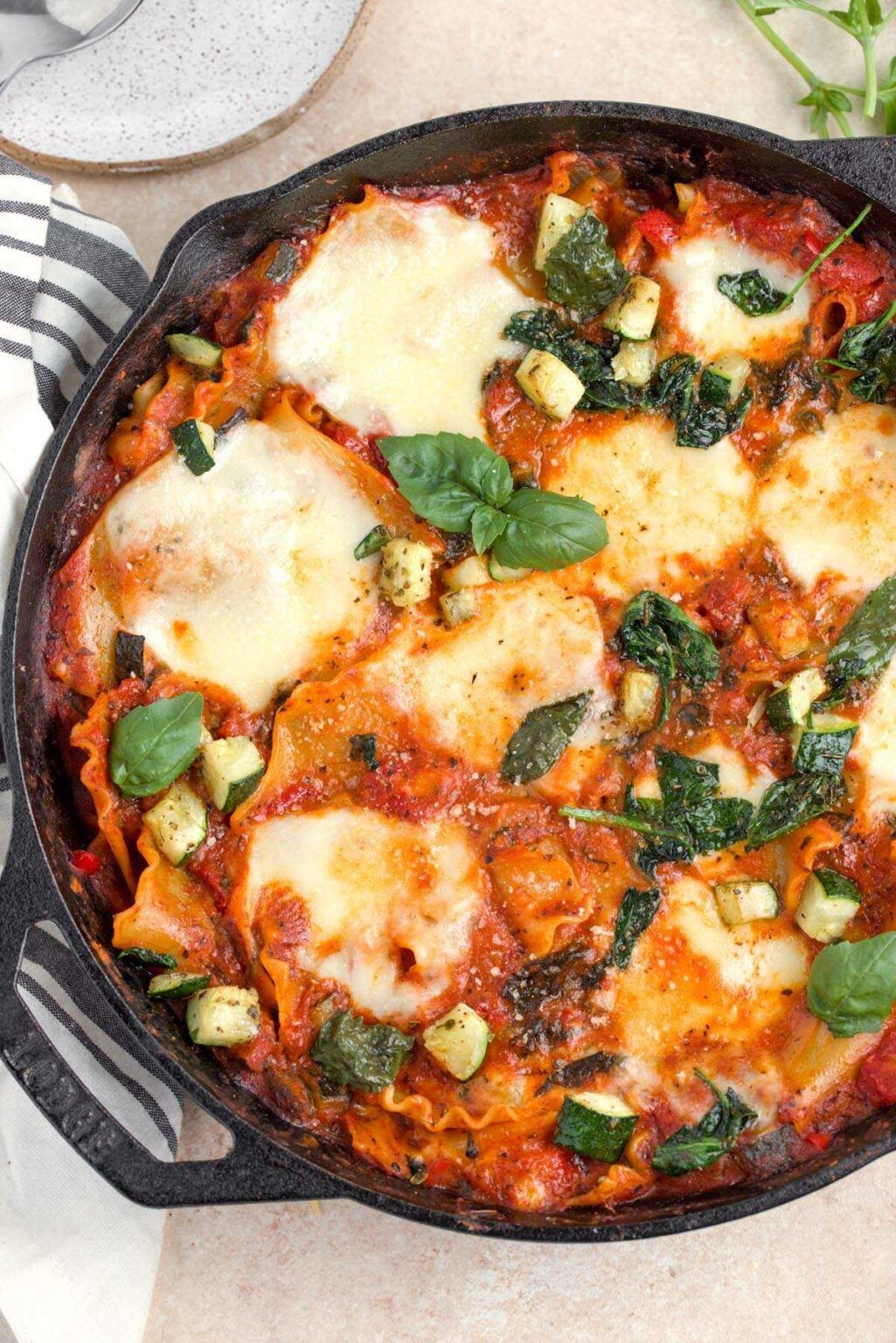 Easy! Vegetarian Lasagna Skillet - Gluten Free Option - Clean Plate Mama