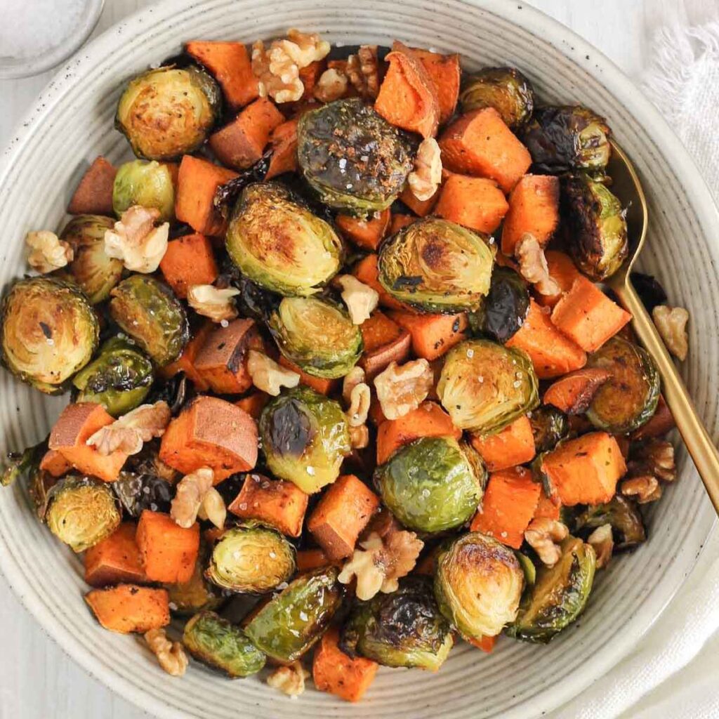 Roasted Brussels Sprouts and Sweet Potatoes Clean Plate Mama
