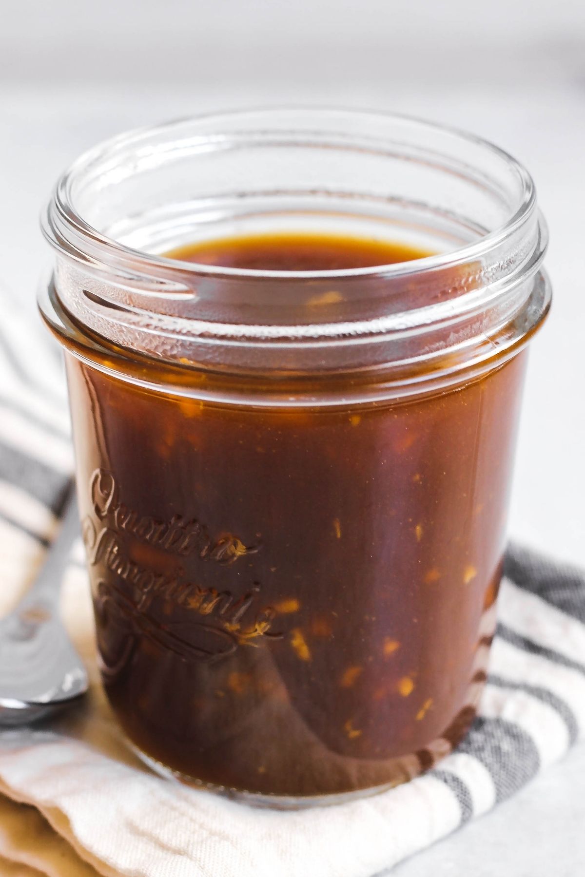 Mason jar filled with soy-free teriyaki sauce.