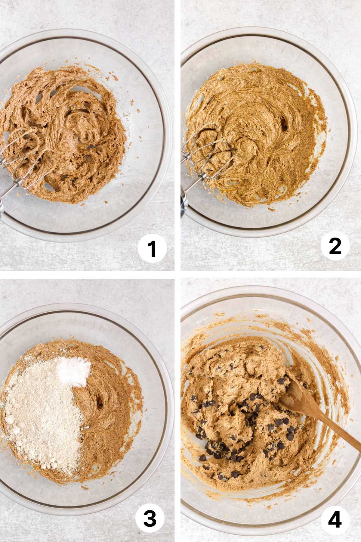 Process shots for making oat flour cookie dough. 