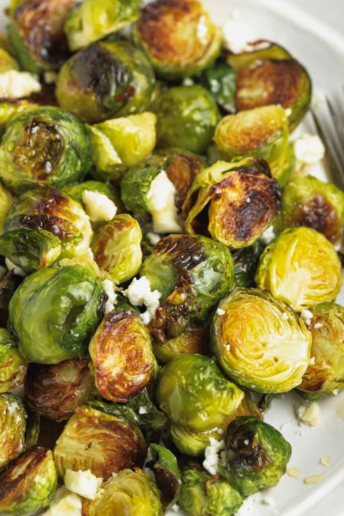 Roasted Brussels Sprouts with Goat Cheese and Honey Clean Plate Mama