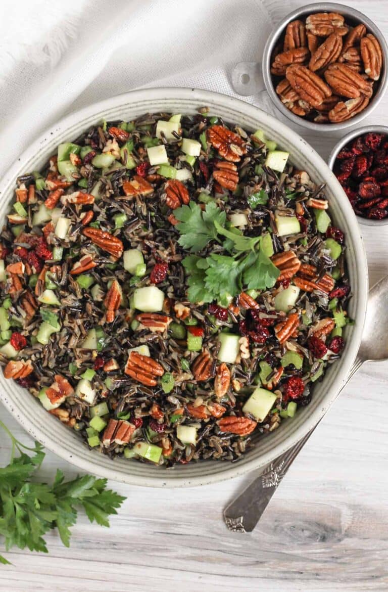 Cold Wild Rice Salad with Dried Cranberries and Pecans