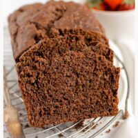 Pinterest pin for chocolate protein banana bread with text overlay.