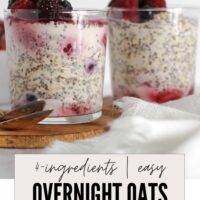 Pinterest pin for overnight oats with frozen fruit.