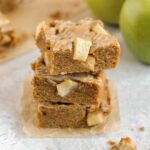 Apple blondies stacked 3 high.