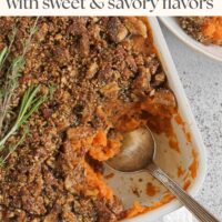 Pinterest pin for savory sweet potato casserole.