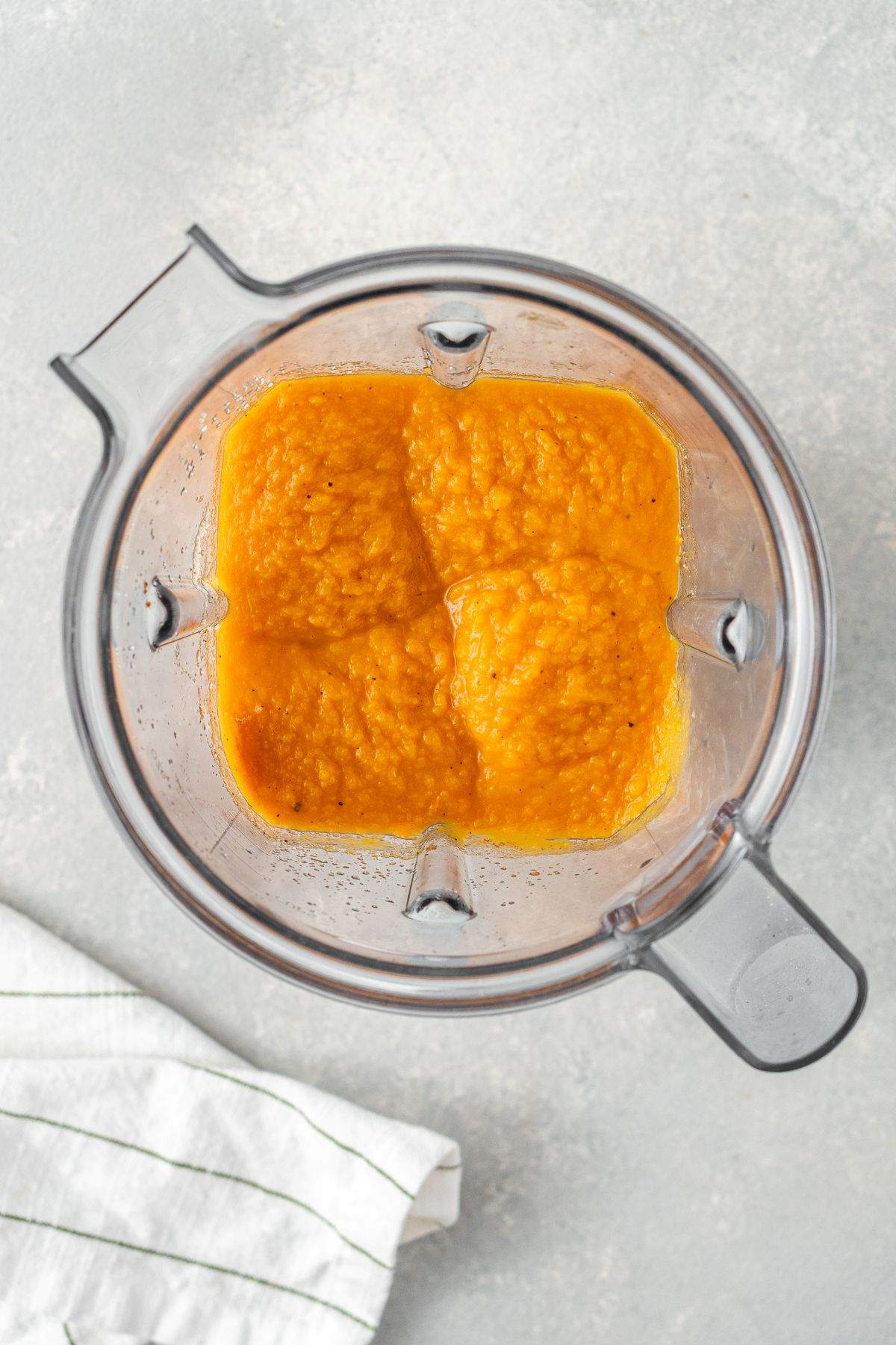 Butternut squash puree in a blender.