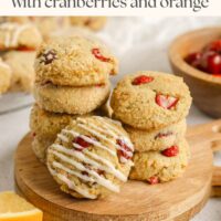Pinterest pin for almond flour cookies with cranberries and orange.