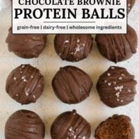 Pinterest pin for protein brownie balls.