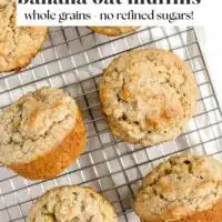 Pinterest pin for gluten-free banana oat muffins.