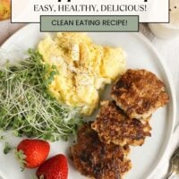 Pinterest pin for homemade chicken sausage with apples and maple.