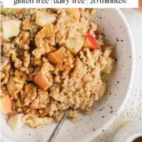 Pinterest pin for apple cinnamon breakfast quinoa.