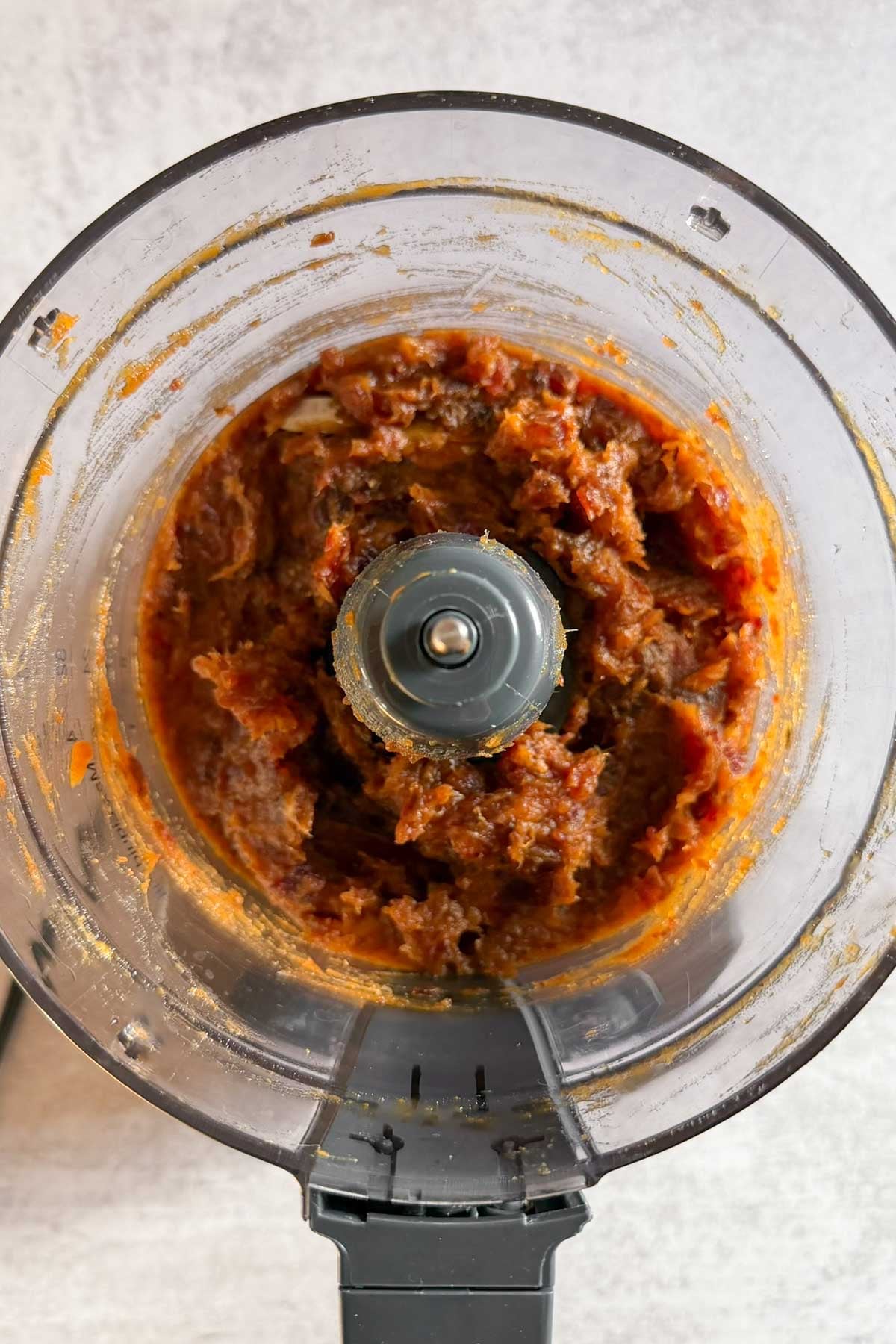 Dates and pumpkin puree blended in a food processor.